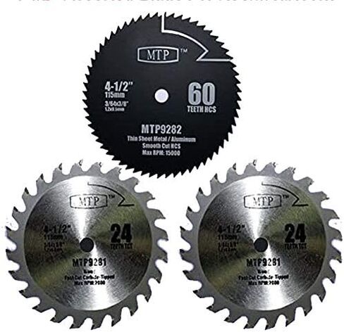 Pack of 3 Assorted Metal/wood 4-1/2" 4.5 inch Circular Saw Blade for Rockwell Rk3441k, Worx WX429L RW9281 in Kuwait