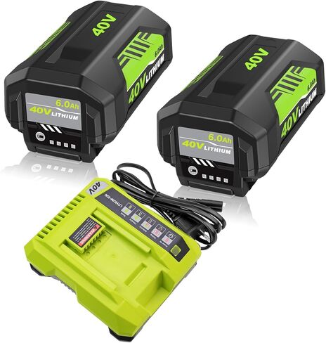 2 حزم 8000 مللي أمبير 40 فولت OP40601 استبدال البطارية لبطارية Ryobi 40V OP40401 OP40404 متوافقة مع بطارية ليثيوم Ryobi 40V OP40602 OP4060A OP4040 OP4050 OP40501 (أخضر) in Kuwait