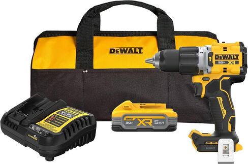 DEWALT 20V MAX XR 1/2 بوصة طقم مثقاب مطرقة لاسلكي بدون فرش مع بطارية 5AH وشاحن (DCD806H1) in Kuwait