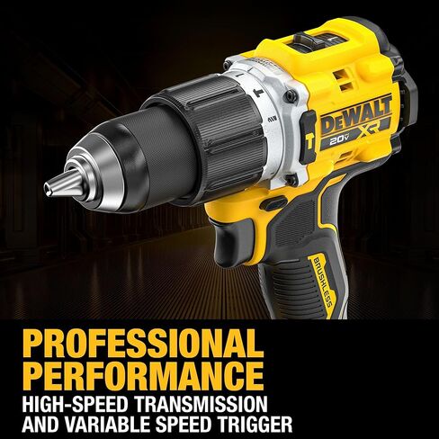 DEWALT 20V MAX XR 1/2 بوصة طقم مثقاب مطرقة لاسلكي بدون فرش مع بطارية 5AH وشاحن (DCD806H1) in Kuwait