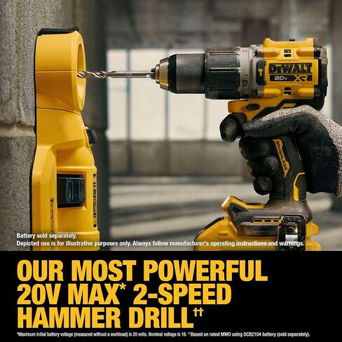 DEWALT 20V MAX XR 1/2 بوصة طقم مثقاب مطرقة لاسلكي بدون فرش مع بطارية 5AH وشاحن (DCD806H1) in Kuwait