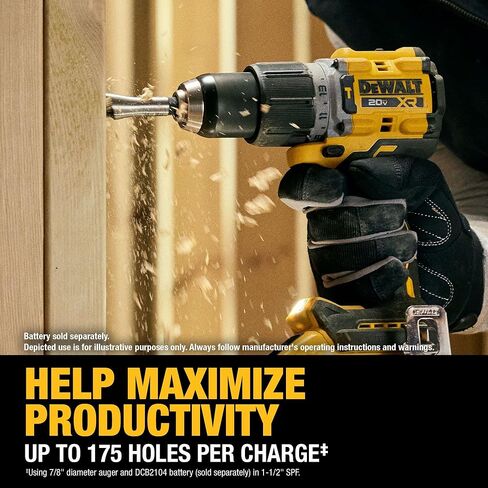 DEWALT 20V MAX XR 1/2 بوصة طقم مثقاب مطرقة لاسلكي بدون فرش مع بطارية 5AH وشاحن (DCD806H1) in Kuwait