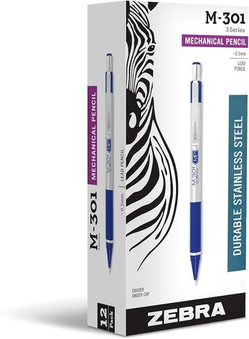 قلم Zebra M-301 قلم رصاص ميكانيكي ، برميل من الفولاذ المقاوم للصدأ ، نقطة غرامة ، 0.5 مم ، قبضة أسود ، عدد 2 (حزمة 1) in Kuwait