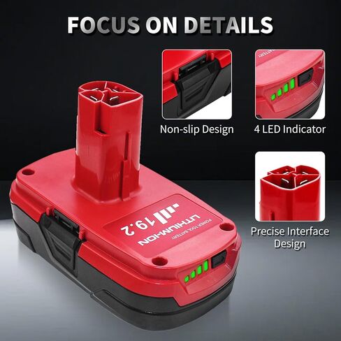 2 Packs 3600mAh19.2V C3 Battery Replacement for Craftsman 19.2v Battery 3.6Ah Lithium Compatible with Craftsman 19.2 Volt Battery 130279005 1323903 130211004 130279003 130279017 315.115410 (Red) in Kuwait