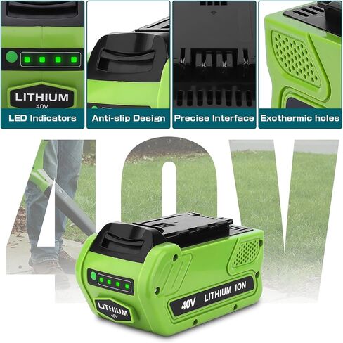 Reoben 6000mAh 40V استبدال بطارية ليثيوم لبطارية GreenWorks 40V متوافقة مع GreenWorks G-MAX 40V 29472 29462 2901319 24282 24252 21332 25322 20672 (Green-1P) in Kuwait