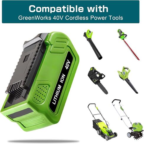 Reoben 6000mAh 40V استبدال بطارية ليثيوم لبطارية GreenWorks 40V متوافقة مع GreenWorks G-MAX 40V 29472 29462 2901319 24282 24252 21332 25322 20672 (Green-1P) in Kuwait