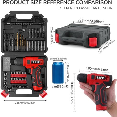 Red 110-piece 8V Electric Screwdriver Set USB Charging Low-power Electric Drill Portable Tool Kit Includes Drill Bits, Sockets, and Screwdriver Bits Set Accessories Men's Tool Kit in Kuwait