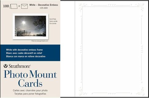 Strathmore Photo Mount Cards ، بيضاء مع الحدود الزخرفية ، 5 × 6.875 بوصة ، 100 حزمة ، مظاريف - بطاقات تحية مخصصة لحفلات الزفاف ، الأحداث ، أعياد الميلاد in Saudi Arabia