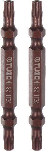 2pcs T25 Magnetic Double-Ended Screwdriver Bits 65mm/2.56" Length 1/4" Hex Shank S2 Steel Hollow Torx Drill Bit Hardware Accessory Tools, Copper in Kuwait
