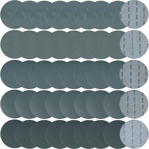50 PCS 6 Inch Silicon Carbide Wet Dry Hook and Loop Sanding Discs- 320,400, 600, 800, 1000 Assorted Grit Waterproof Sandpaper for Automotive Wood Metal Polishing & Sanding in Kuwait