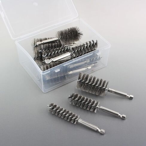 20Pcs Wire Bore Brush for Drill Set 1/4" Hex Shank Stainless Steel Wire Brush (8/10/13/15/17/19/22/25/28/30mm) Each 2 Drill Brushes Attachments for Rust Paint Removal Grinding Sanding Polishing in Kuwait
