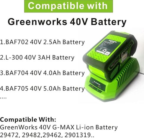 40V Replacement Greenworks 29482 Battery Charger, Compatible with Greenworks 40V Battery 29472 29482 29462 2901319 BAF702 L-300 BAF704 BAF705, Replace Charger 29482 C-220 in Kuwait