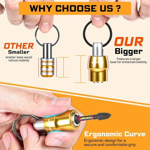 Geinxurn 25Pcs Bit Holder Key Chain, 1/4" Hex Shank One Handed Quick Change& Release Extension Bit Organizer with Screwdriver Bits, Drill Extension & Step Drill, Sockets Adapter, Nut Driver for DIY in Saudi Arabia