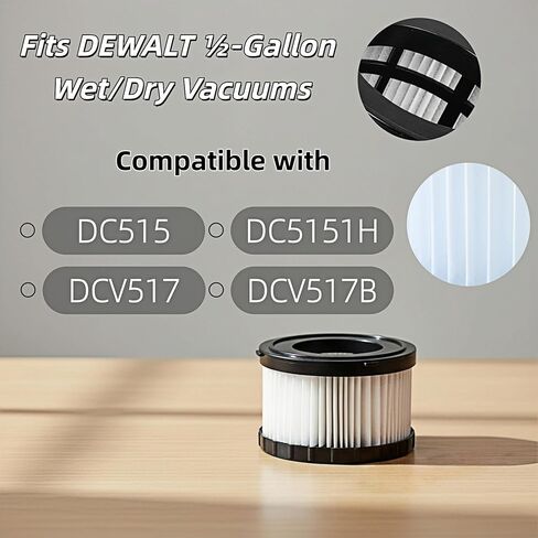 2 Pack DC5151H HEPA Filter Replacement Fit for DEWALT DC515 & DCV517 Wet Dry Vacuums in Kuwait