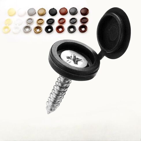 100Pcs Hinged Screw Caps Covers, Self-Tapping Screw Head Covers, Plastic Screw Caps for Screws, Decorative Screw Covers, Snap-On Screw Caps for Furniture (Multicolor) in Saudi Arabia