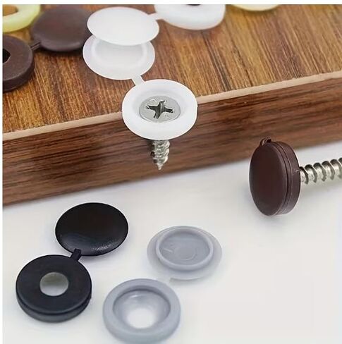 100Pcs Hinged Screw Caps Covers, Self-Tapping Screw Head Covers, Plastic Screw Caps for Screws, Decorative Screw Covers, Snap-On Screw Caps for Furniture (Multicolor) in Saudi Arabia