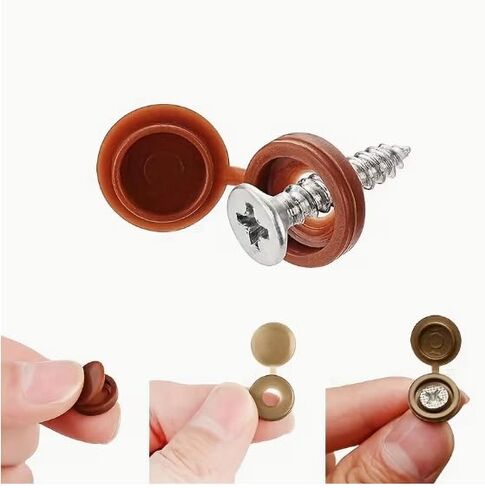 100Pcs Hinged Screw Caps Covers, Self-Tapping Screw Head Covers, Plastic Screw Caps for Screws, Decorative Screw Covers, Snap-On Screw Caps for Furniture (Multicolor) in Saudi Arabia