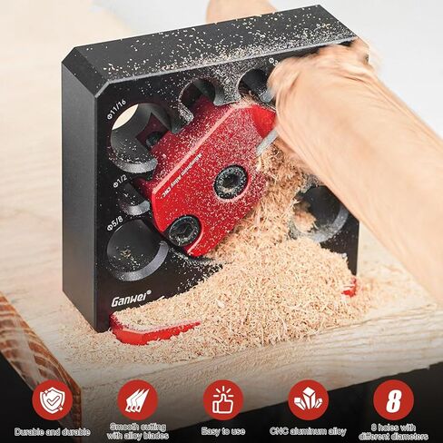 Dowel Maker Jig Kit, Adjustable 8-Size (5/16"-3/4") Drill Attachment, Carbide Blade Woodworking Tool for Making Round Sticks & Dowels from Square Lumber in Kuwait