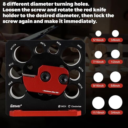 Dowel Maker Jig Kit, Adjustable 8-Size (5/16"-3/4") Drill Attachment, Carbide Blade Woodworking Tool for Making Round Sticks & Dowels from Square Lumber in Kuwait
