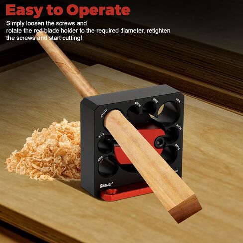 Dowel Maker Jig Kit, Adjustable 8-Size (5/16"-3/4") Drill Attachment, Carbide Blade Woodworking Tool for Making Round Sticks & Dowels from Square Lumber in Kuwait