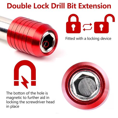3 Pack Magnetic Drill Bit Extension, Bit Holder for Drill, High-Carbon Steel, Professional Tool Accessories for Home Improvement, 2.36"/3.93"/5.90", Red in Kuwait
