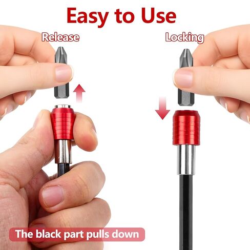 3 Pack Magnetic Drill Bit Extension, Bit Holder for Drill, High-Carbon Steel, Professional Tool Accessories for Home Improvement, 2.36"/3.93"/5.90", Red in Kuwait
