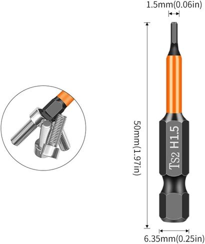 9Pcs H1.5-H10 Hex Head Allen Wrench Drill Bit Set Magnetic Tips 1/4'' Hex Shank Impact Hex Bits Set S2 Steel 2 Inch 50MM Length in Kuwait