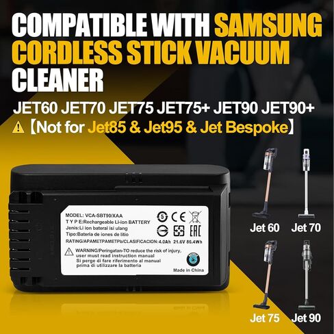 Replacement Battery for Samsung Jet 60 65 70 75 90 Series Cordless Vacuum Cleaner, Replacement for VCA-SBTA60,VCA-SBT90,VCA-SBT90EB Model Battery【NOT for Jet85 & Jet95 & Jet Bespoke】 in Kuwait