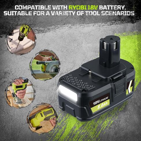 2Pack P108 8.0Ah Battery Compatible with Ryobi 18V Battery Replacement for Ryobi Batteries 18V Lithium P108 P102 P103 P104 P105 P107 P109 P122 in Kuwait