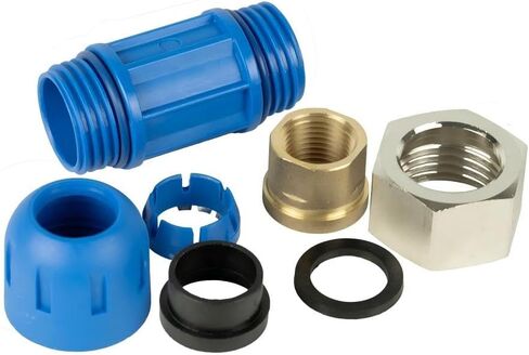 اتحاد تقليل الضاغط F1221 - لنظام الهواء المضغوط FastPipe السريع - تركيب 90 درجة / استبدال أجزاء ضاغط الهواء - 3/4 بوصة × 1/2 بوصة NPT حلقة دائرية مزدوجة باللون الأزرق in Kuwait