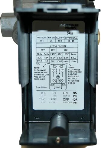 مفتاح ضغط ضاغط الهواء VT412024 - لطراز Rolair VT25BIG VT20TB ضاغط هواء ترددي محمول على مرحلة واحدة - مفتاح التحكم في الضغط البديل - 95-125PSI قابل للتعديل 4 منافذ in Kuwait