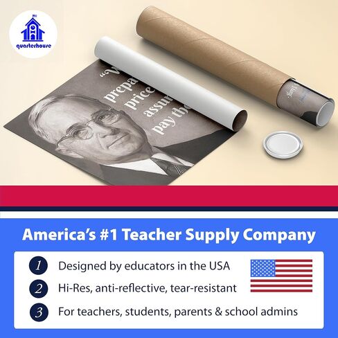 Quarterhouse American Presidents Quotes Poster Set, Social Studies Classroom Learning Materials for K-12 Students and Teachers, Set of 8, 12 x 18 Inches, Extra Durable in Saudi Arabia