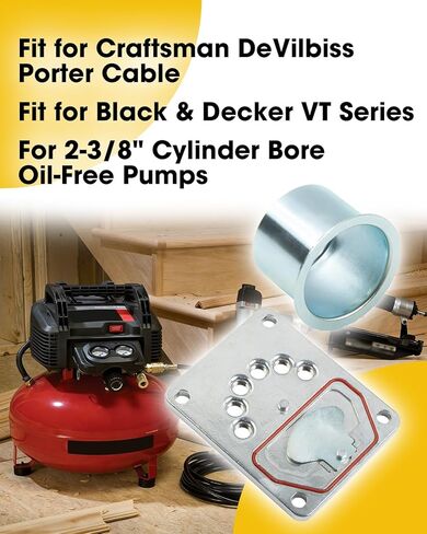 Air Compressor Valve Plate Kit & Compressor Cylinder Sleeve with Compression Ring Replace ZAC0032 K-0650 Compatible with Craftsman DeVilbiss Porter Cable Black & Decker VT Series Oil-Free Pumps in Kuwait