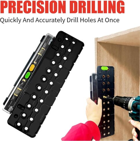 Sanpyl Shelf Pin Jig مع نظام 32 مم، أدلة حفر ثقب 1/4 بوصة و5 مم لأجهزة رف الخزانة، أداة قالب حفر النجارة in Kuwait