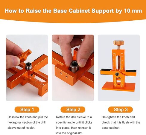 Cabinet Door Mounting Jig, 3-in-1 Cabinet Hinge Installation Jig with Adjustable Positioner, Base and 3 Drill Bits, Aluminium Alloy Cabinet Hardware Positioning Tool for Most Cabinet Doors in Kuwait