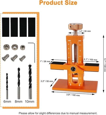 Cabinet Door Mounting Jig, 3-in-1 Cabinet Hinge Installation Jig with Adjustable Positioner, Base and 3 Drill Bits, Aluminium Alloy Cabinet Hardware Positioning Tool for Most Cabinet Doors in Kuwait