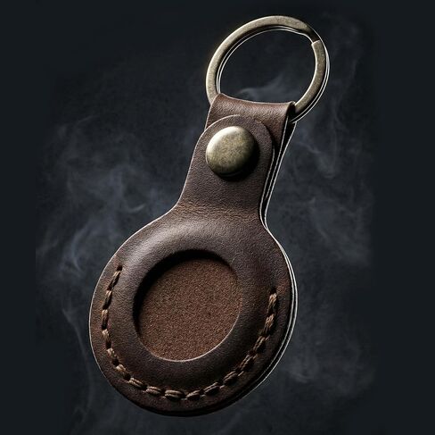 حامل سلسلة مفاتيح من الجلد الأصلي مصنوع يدويًا من Faradaybag لعلامة Apple AirTag - حافظة واقية وإكسسوار حلقة مفاتيح (متوافق مع AirTag) in Saudi Arabia