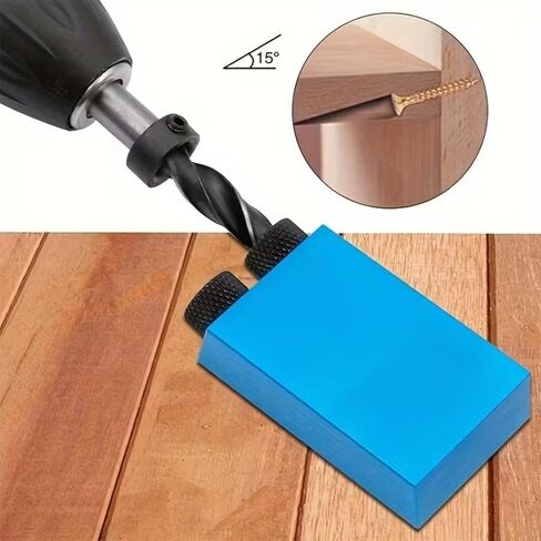 Wood Woodwork Guides Joint Angle Tool Carpentry Locator - 14pcs Pocket Hole Jig 15Degree Woodworking Inclined Hole Fixture 6/8/10mm Drill Bits Dowel Screw Drill Jig Joinery Kit Carpenters in Kuwait