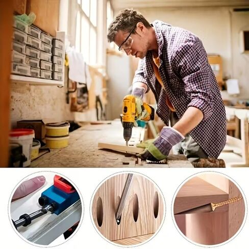 Wood Woodwork Guides Joint Angle Tool Carpentry Locator - 14pcs Pocket Hole Jig 15Degree Woodworking Inclined Hole Fixture 6/8/10mm Drill Bits Dowel Screw Drill Jig Joinery Kit Carpenters in Kuwait