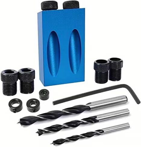 Wood Woodwork Guides Joint Angle Tool Carpentry Locator - 14pcs Pocket Hole Jig 15Degree Woodworking Inclined Hole Fixture 6/8/10mm Drill Bits Dowel Screw Drill Jig Joinery Kit Carpenters in Kuwait