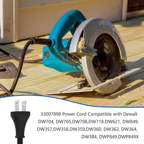33007898 2 سلك 16 مقياس استبدال سلك الطاقة (9.8 قدم) لـ DEWALT DW704 DW708 DW718 DW360 DW705 DW364 DW384 DW421 DWP849X منشار ميتري، منشار دائري، ملمع، قطع غيار أدوات طاقة ساندر سلك الطاقة in Kuwait
