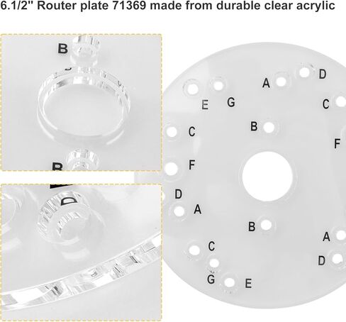 71369 Router Base Clear Plate Acrylic 6-1/2" for Bos-ch, Dewalt, Ryobi, Porter Cable, Makita,Durable Router Base Plate Replacement 71369(Centering Pin, Screws & Letter Marked Predrilled Holes) in Kuwait