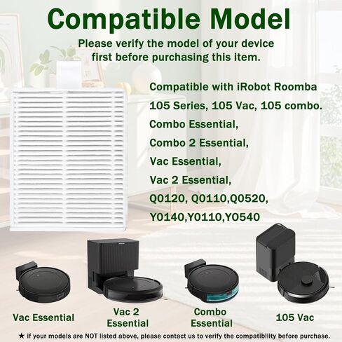 8 Pack Hepa Filter Replacement Compatible with iRobot Roomba 105 Series, Filter for 104 Vac, 105 Vac, 105 Combo, Q0120, Q0110, Q0520, Y0140, Y0110, Y01120, Y051020, Replacement Upright Vacuum Filters in Kuwait