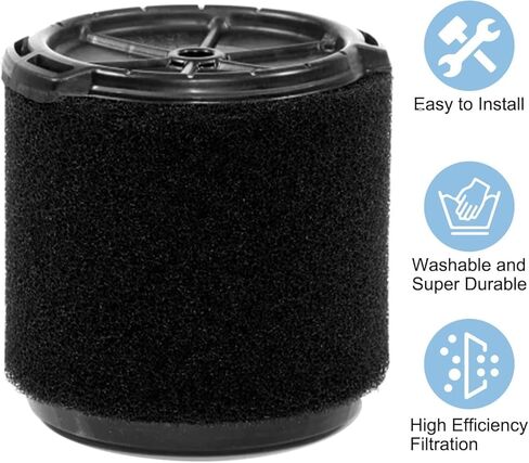 VF3700 Wet Application Foam Filter (Single Cartridge) - Compatible with 3 to 4.5 Gallon Shop Vacuums & Workshop Wet/Dry Vacs - Replacement Foam Filter for Wet Cleaning in Kuwait