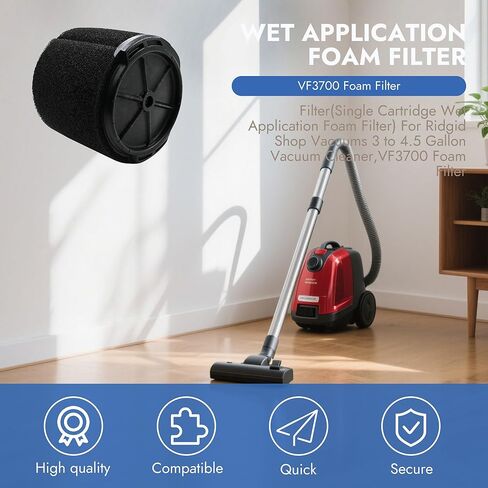 VF3700 Wet Application Foam Filter (Single Cartridge) - Compatible with 3 to 4.5 Gallon Shop Vacuums & Workshop Wet/Dry Vacs - Replacement Foam Filter for Wet Cleaning in Kuwait