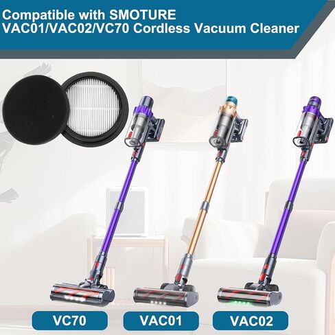 4 عبوات بديلة من الفلتر متوافقة مع المكنسة الكهربائية اللاسلكية SMOTURE VAC01/VAC02/VC70 والمكنسة الكهربائية ozeco EC01 in Kuwait