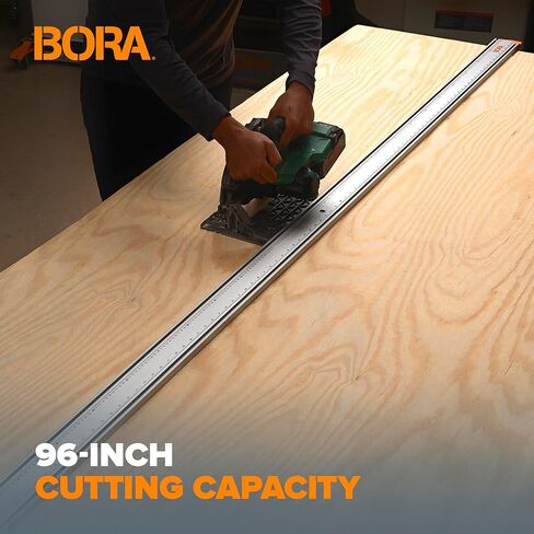 دليل المنشار الدائري BORA NGX، دليل المنشار ذو الحافة المستقيمة، نظام مسار السكك الحديدية 8 أقدام مع موصل التحرير السريع | لقطع المنتجات الورقية أو الخشب الرقائقي أو OSB باستخدام جهاز التوجيه المنشاري الماهر أو المنشار الأركت 546100 in Kuwait