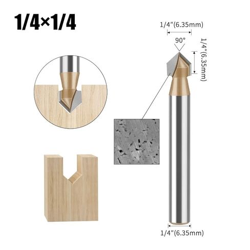 مجموعة لقم التوجيه CNC المكونة من 6 قطع من WSOOX مجموعة مستوى دخول عرقوب 1/4 بوصة للاستخدامات المتعددة للمبتدئين للأخدود على شكل V والأخاديد الدائرية للنقش، والنقر، والشق، والتشذيب، وقطع النقاط، والتغطية، وما إلى ذلك. in Kuwait