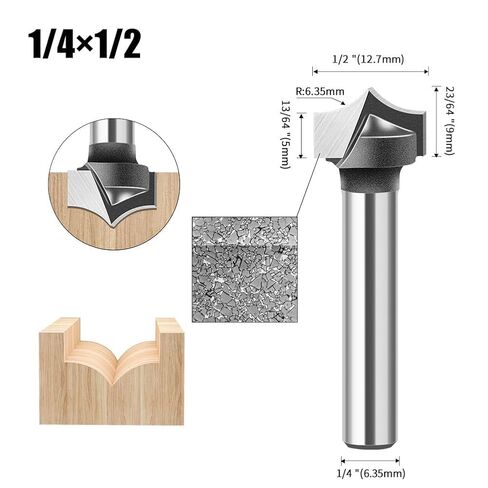 مجموعة لقم التوجيه CNC المكونة من 6 قطع من WSOOX مجموعة مستوى دخول عرقوب 1/4 بوصة للاستخدامات المتعددة للمبتدئين للأخدود على شكل V والأخاديد الدائرية للنقش، والنقر، والشق، والتشذيب، وقطع النقاط، والتغطية، وما إلى ذلك. in Kuwait