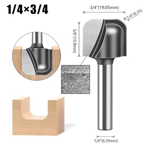 مجموعة لقم التوجيه CNC المكونة من 6 قطع من WSOOX مجموعة مستوى دخول عرقوب 1/4 بوصة للاستخدامات المتعددة للمبتدئين للأخدود على شكل V والأخاديد الدائرية للنقش، والنقر، والشق، والتشذيب، وقطع النقاط، والتغطية، وما إلى ذلك. in Kuwait